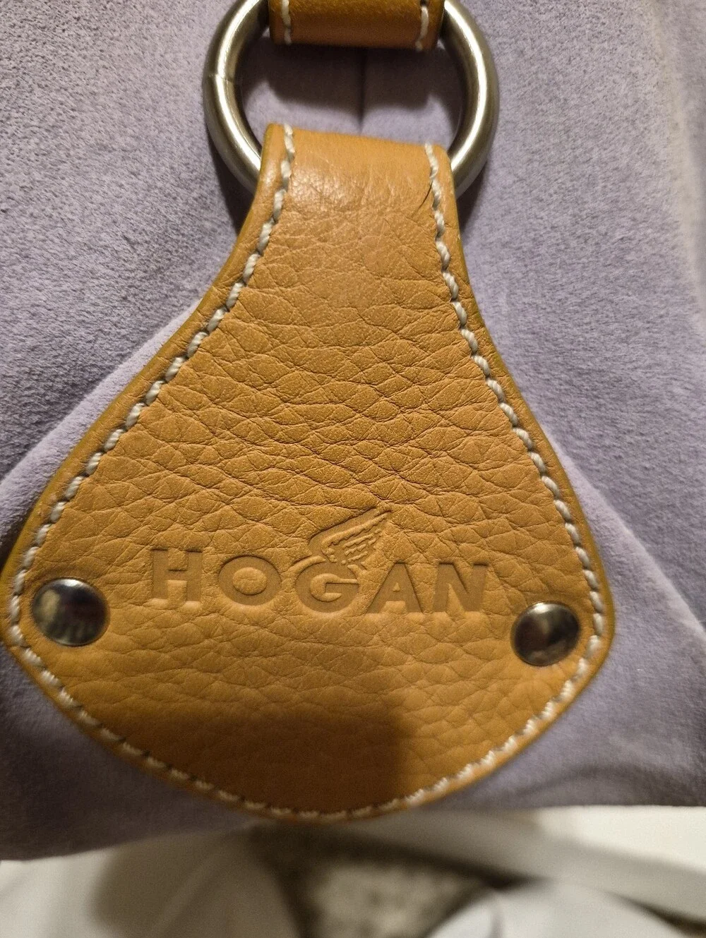 HOGAN Gray Lavender Suede Leather Hobo Shoulder Hand Bag RET. $525 Made in Italy